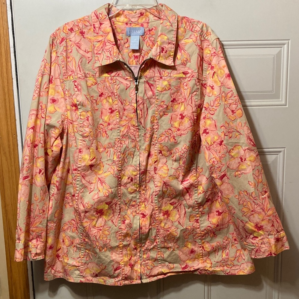 Floral‎ Zip-Front Lightweight Jacket 2X